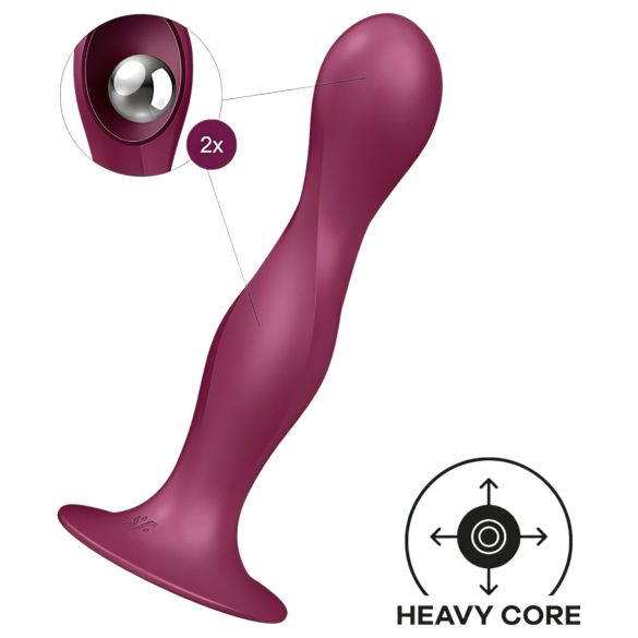 Satisfyer Double Ball-R - dildo med sugkopp - viktad - röd