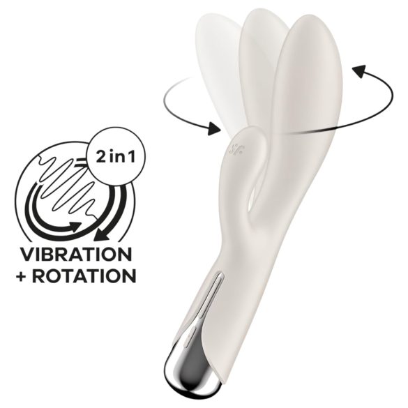 Satisfyer - Rabbitvibrator med roterande klitorisstimulator - beige