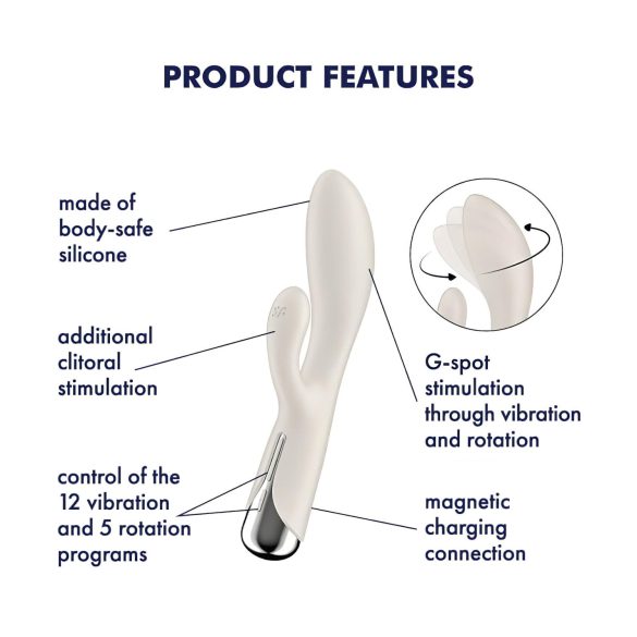Satisfyer - Rabbitvibrator med roterande klitorisstimulator - beige