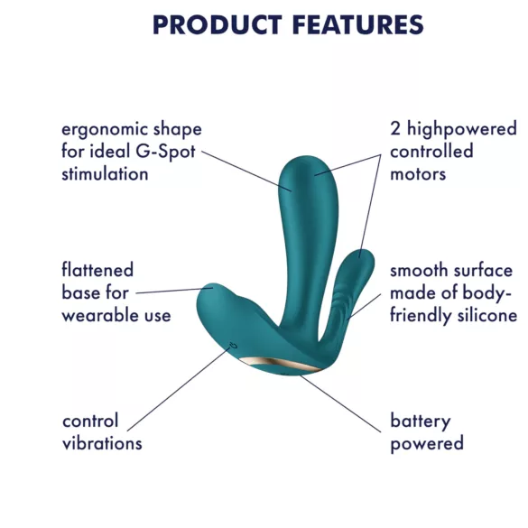 Satisfyer Top Secret+ - bärbar vibrator med 3 armar - grön