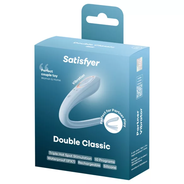 Satisfyer Double Classic - parvibrator (blå)