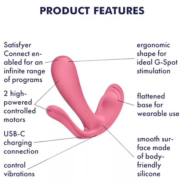Satisfyer Top Secret+ - bärbar G-punkts- och analvibrator (rosa)