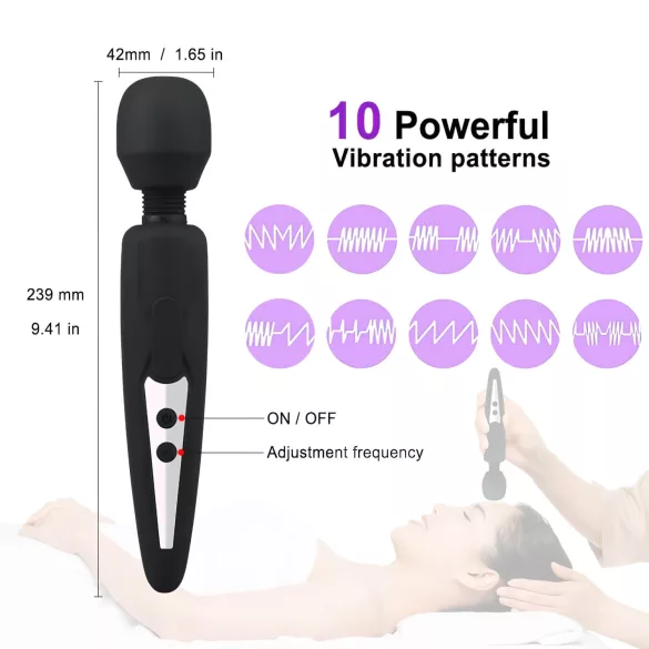 Mrow - uppladdningsbar vattentät massagevibrator - svart