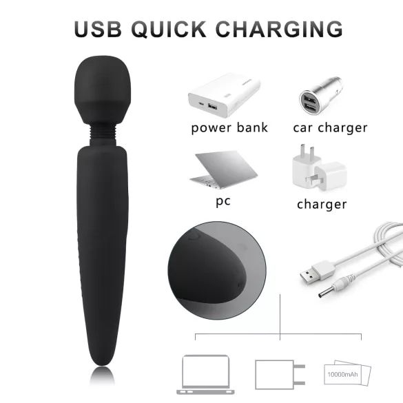Mrow - uppladdningsbar vattentät massagevibrator - svart