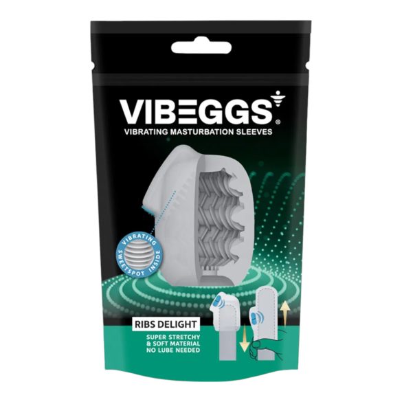 VIBEGGS Ribs Delight - vibrerande äggmasturbator (vit)
