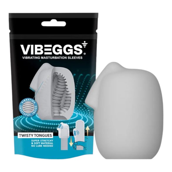 VIBEGGS Twisty Tongues - vibrerande äggmasturbator (vit)