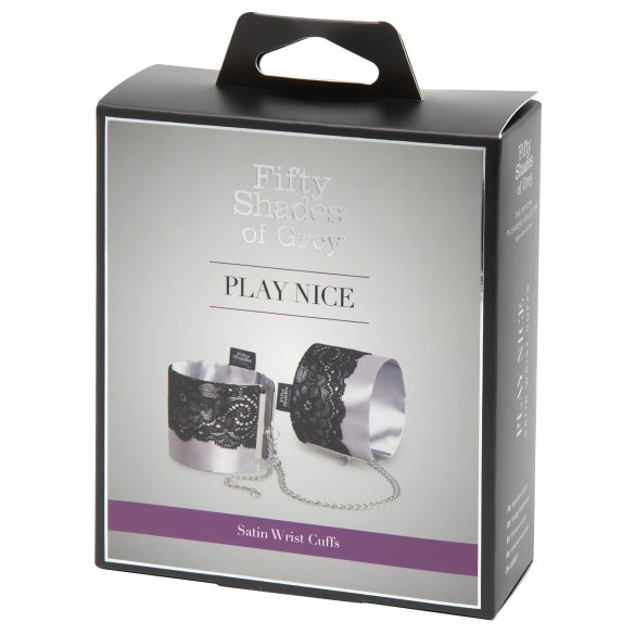 Fifty Shades of Grey - handbojor i satin - silver