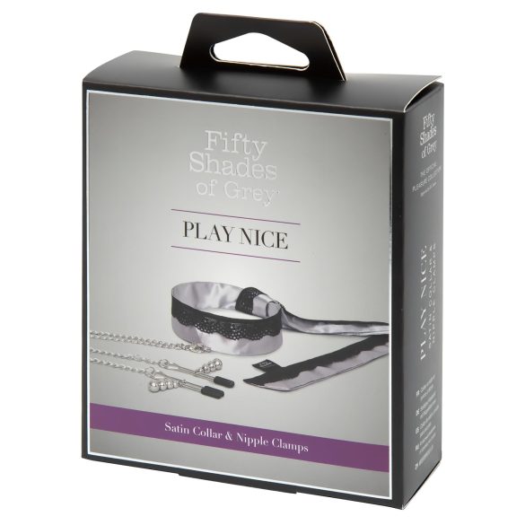 Fifty Shades of Grey - Bröstklämmor med halsband (silver)
