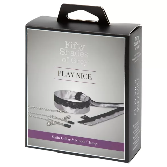 Fifty Shades of Grey Play Nice - bröstvårtsklämmor med halsband (silver)
