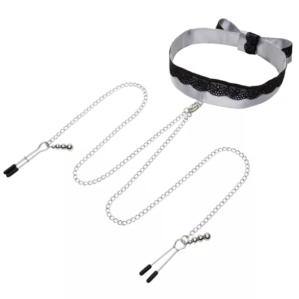 Fifty Shades of Grey - bröstvårtklämma med halsband - silver