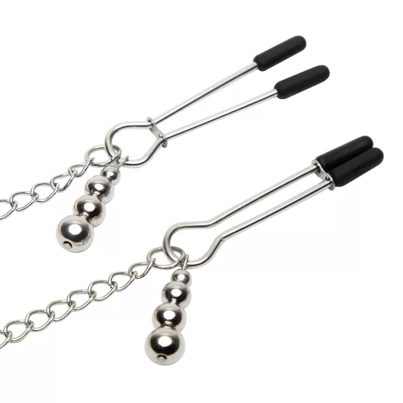 Fifty Shades of Grey Play Nice - bröstvårtsklämmor med halsband (silver)