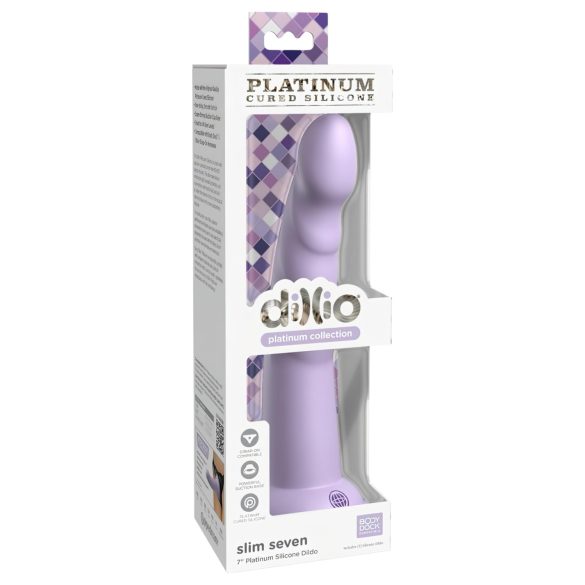 Dillio Slim Seven - sugkoppdildo (20 cm) - lila
