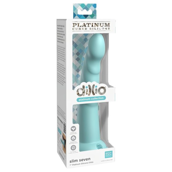 Dillio Slim 20cm - Sugande dildot med sugpropp, turkos