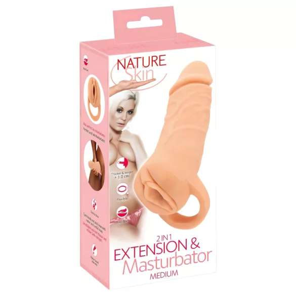 Nature Skin - penishylsa och masturbator - naturfärg - 18 cm