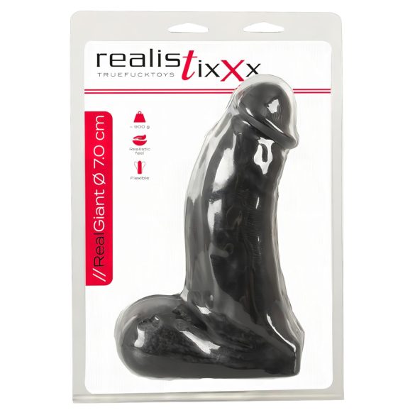 Realistixxx - Dildo med pung - realistisk storlek 22 cm - svart