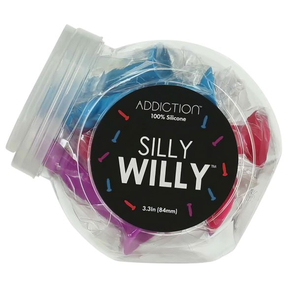 Silly Willy - färgglad silikon-dildo med sugkopp, 12-pack