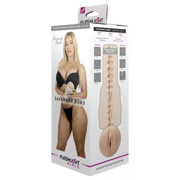 Fleshlight Savannah Bond - realistisk vagina - naturfärg