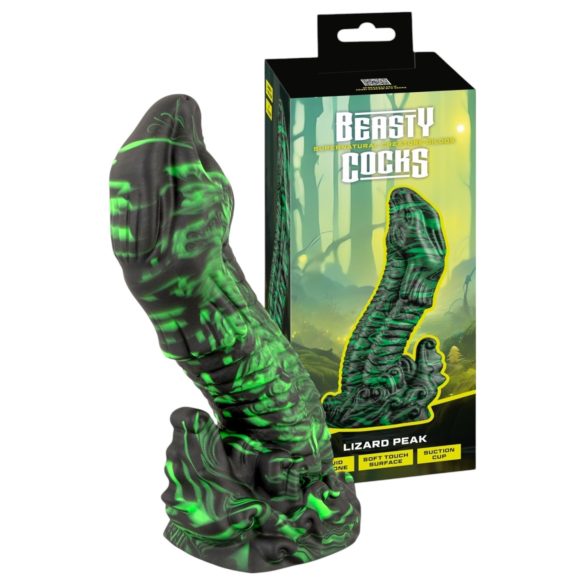 Beasty Cocks Lizard Peak - ödlelem penisdildo (grön-svart)