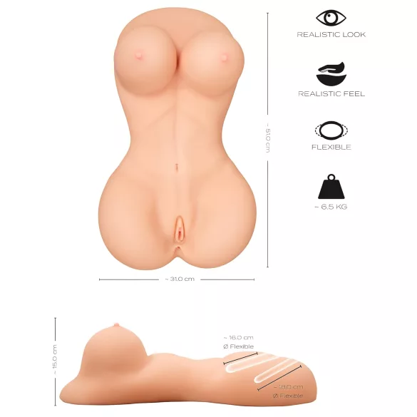 Realistixxx - masturbator för män - realistisk kvinnlig torso - hudfärgad