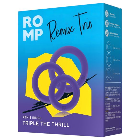 ROMP Remix Trio - penisring set - 3-pack - lila