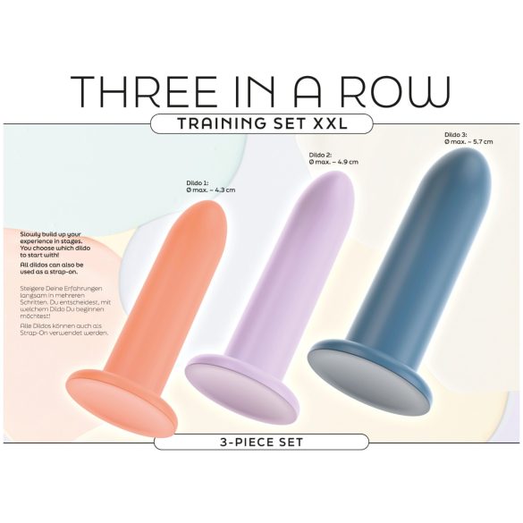 Three in a Row - dildo träningsset - 3-pack färgglad