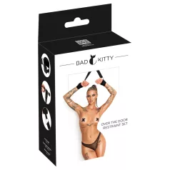 Bad Kitty - handfängsel-set för dörrupphängning (svart)