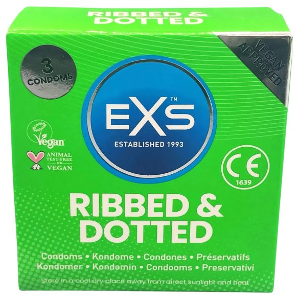 EXS Ribbade, Dubbade och Flare - prickiga kondomer (3 st)
