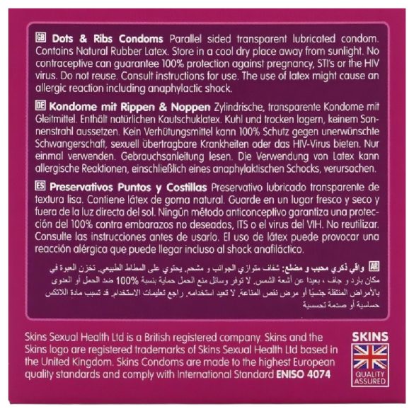 Skins - kondom ribbad prickad - 4 st