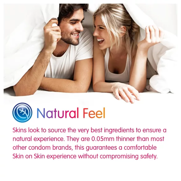 Skins - blandade kondomer - knottriga, naturell, extra tunna (4 st)