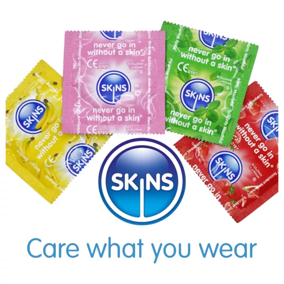 Skins - smaksatt kondom - mint, tuggummi, banan, jordgubb (4 st)