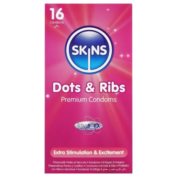Skins - räfflade och prickiga kondomer - 16 st