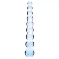 Clarity Elysian Pearls - pärlprydd glasdildo (genomskinlig)