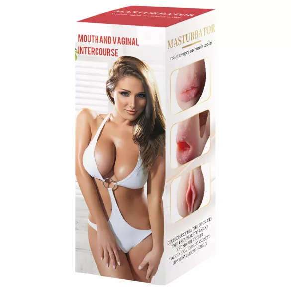 Lonely 2in1 - konstgjord vagina och mun-masturbator (naturfärg)