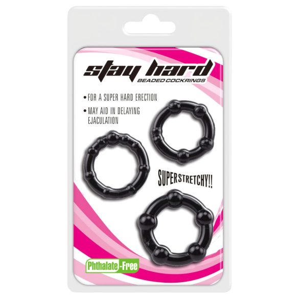 Lonely Stay Hard - svart penisring set (3 delar)