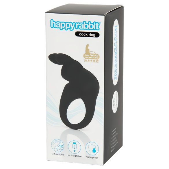 Happyrabbit Cock - uppladdningsbar vibratorring (svart)