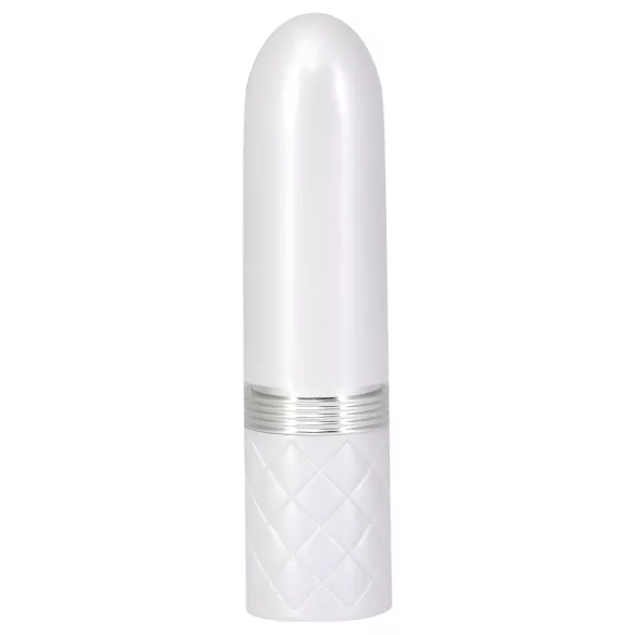 Pillow Talk Lusty - uppladdningsbar stavvibrator med tungfunktion (vit/rosa)