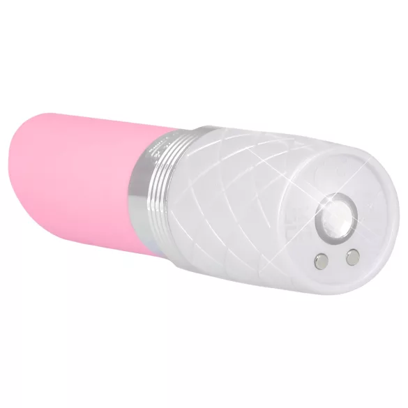 Pillow Talk Lusty - uppladdningsbar stavvibrator med tungfunktion (vit/rosa)