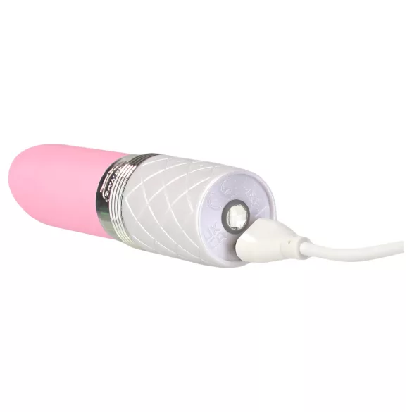 Pillow Talk Lusty - uppladdningsbar stavvibrator med tungfunktion (vit/rosa)