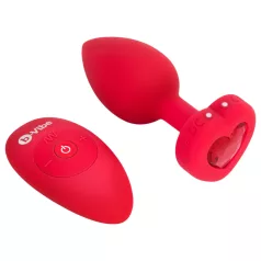   b-vibe heart - uppladdningsbar analvibrator med fjärr (röd)