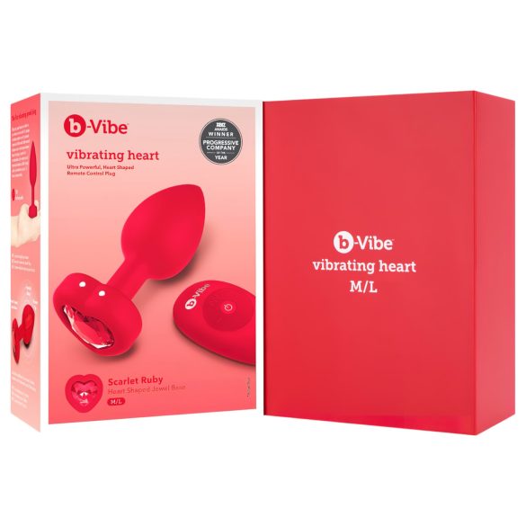 b-vibe heart - uppladdningsbar analvibrator med fjärr (röd)