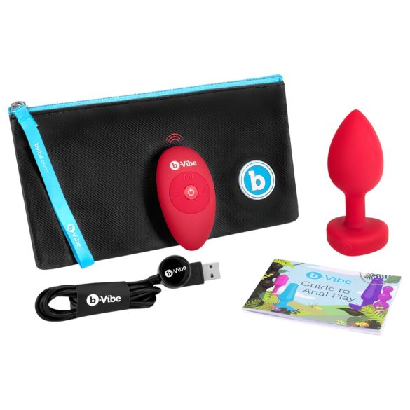 b-vibe heart - uppladdningsbar analvibrator med fjärr (röd)