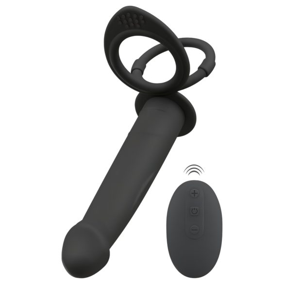 Svart Dubbel F - Påträdbar anal vibrator (svart)