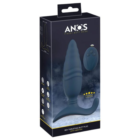 ANOS - analvibrator med fjärrkontroll - stötfunktion - blå
