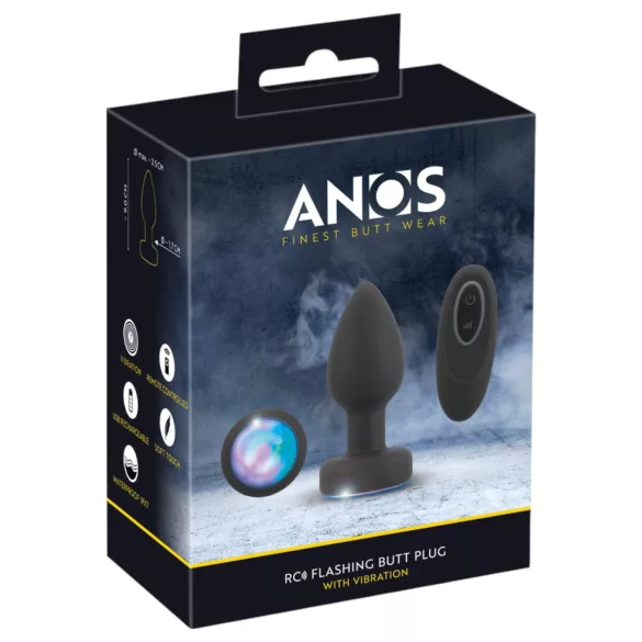 ANOS - lysande, vibrerande analplugg (svart)