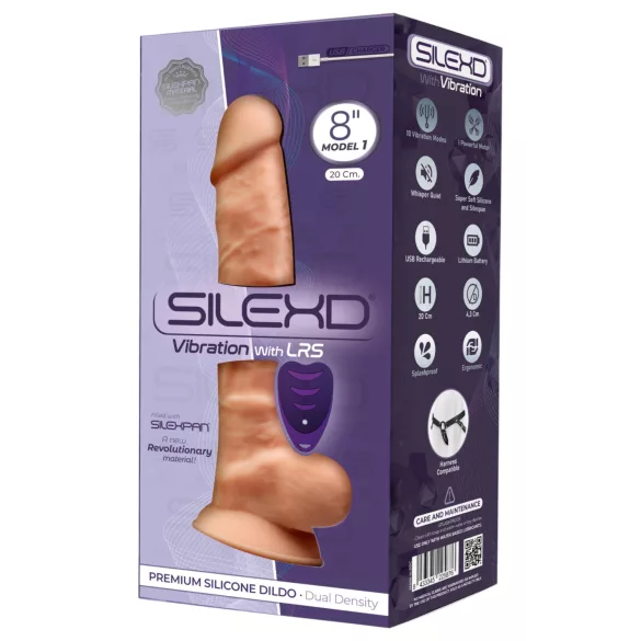 Silexd 8 - vibrator med fjärrkontroll - med pung - naturfärg