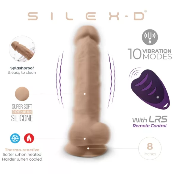 Silexd 8 - vibrator med fjärrkontroll - med pung - naturfärg