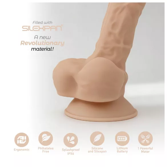 Silexd 8 - vibrator med fjärrkontroll - med pung - naturfärg