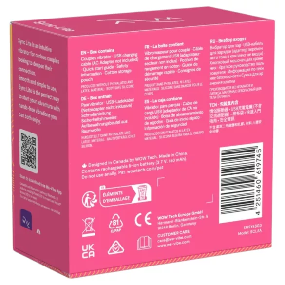 We-Vibe Sync Lite - Parvibrator med app- och fjärrkontroll (rosa)
