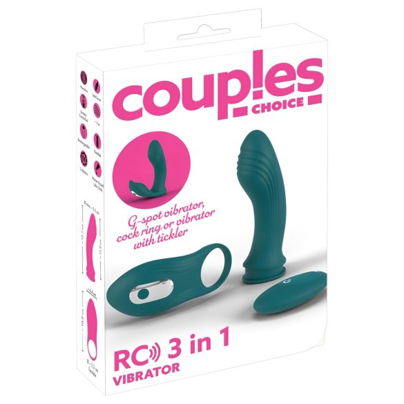 Couples Choice - vibrator för par - 3-i-1 modell - turkos