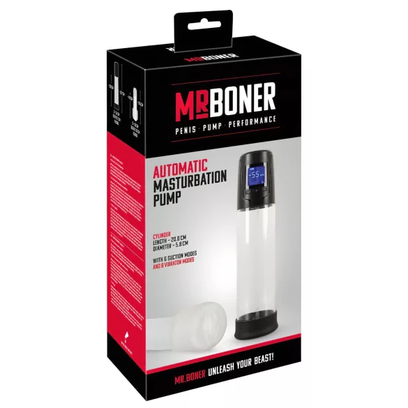 Mister Boner - automatisk penispump - uppladdningsbar - svart/genomskinlig